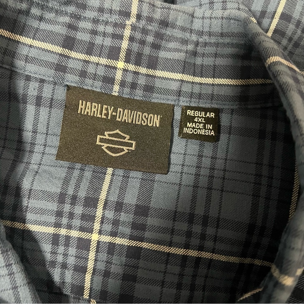Harley-Davidson Men’s 4XL Long Sleeve Button Down Snap Collar Plaid Shirt EUC - Picture 6 of 11